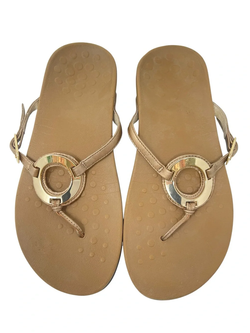 Vionic  Metallic Tan Ring-Accent Thong Sandals